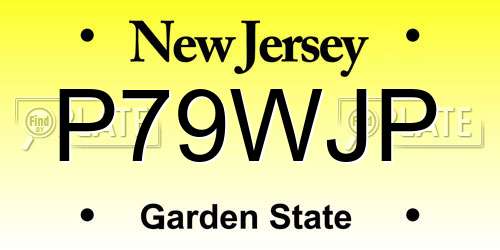 P79WJP New Jersey License Plate