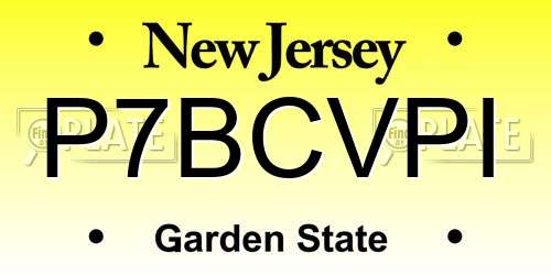 P7BCVPI New Jersey License Plate