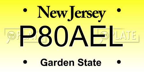 P80AEL New Jersey License Plate
