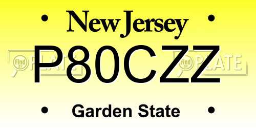 P80CZZ New Jersey License Plate