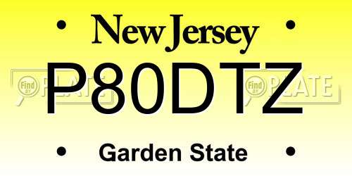 P80DTZ New Jersey License Plate