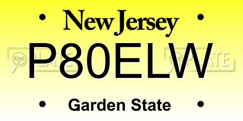 P80ELW New Jersey License Plate