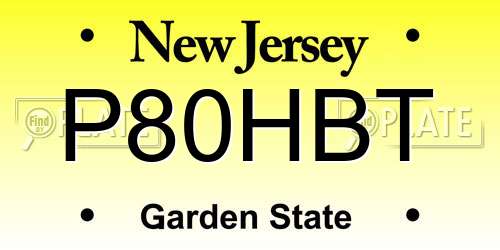 P80HBT New Jersey License Plate