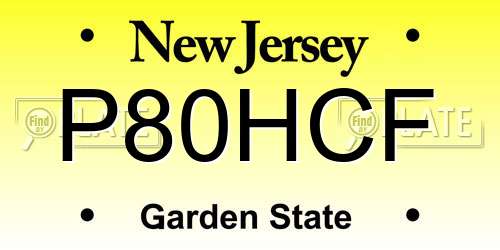 P80HCF New Jersey License Plate