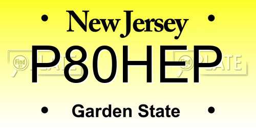 P80HEP New Jersey License Plate