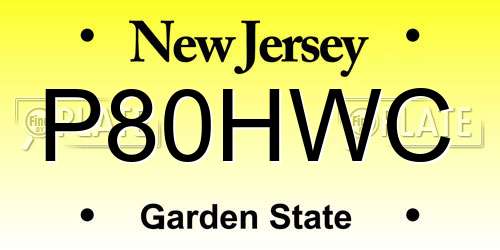 P80HWC New Jersey License Plate