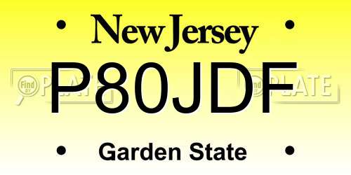 P80JDF New Jersey License Plate