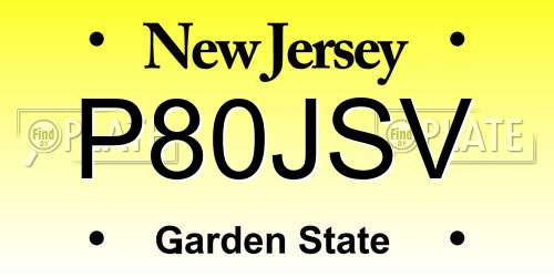 P80JSV New Jersey License Plate