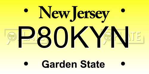 P80KYN New Jersey License Plate