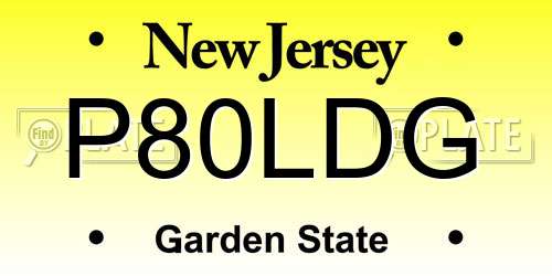 P80LDG New Jersey License Plate