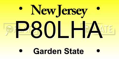 P80LHA New Jersey License Plate