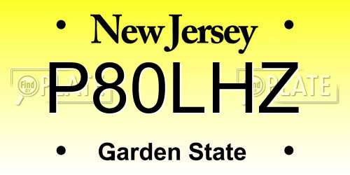 P80LHZ New Jersey License Plate