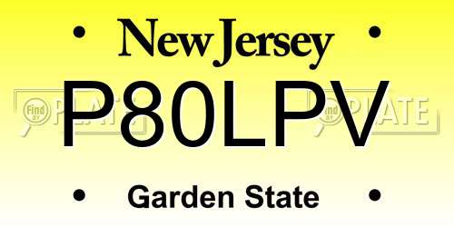 P80LPV New Jersey License Plate