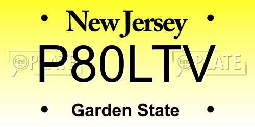 P80LTV New Jersey License Plate