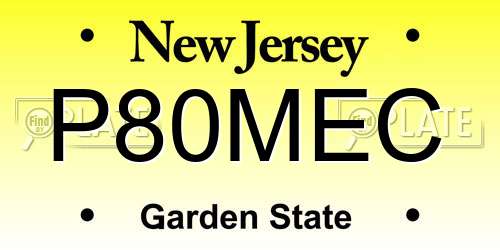 P80MEC New Jersey License Plate
