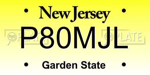 P80MJL New Jersey License Plate