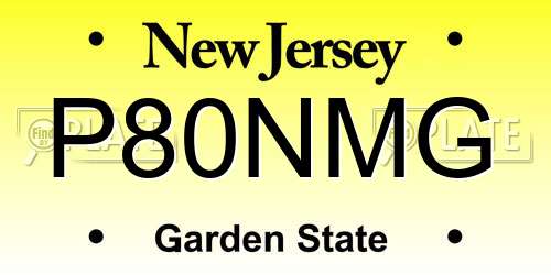 P80NMG New Jersey License Plate