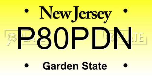 P80PDN New Jersey License Plate