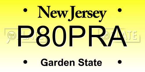 P80PRA New Jersey License Plate