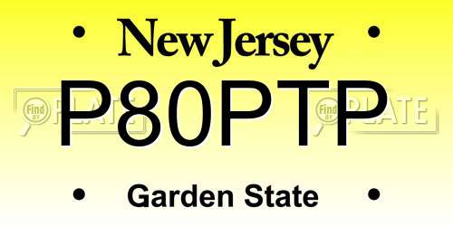 P80PTP New Jersey License Plate