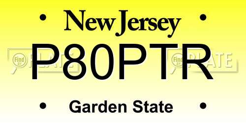 P80PTR New Jersey License Plate