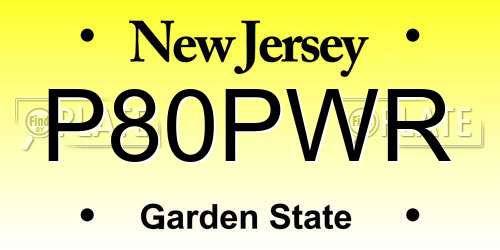 P80PWR New Jersey License Plate