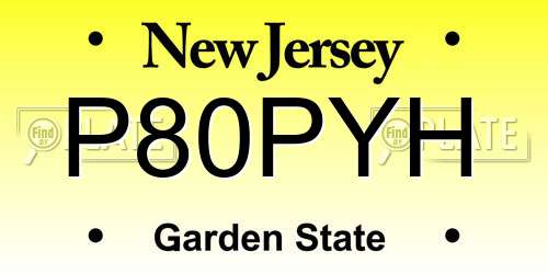 P80PYH New Jersey License Plate
