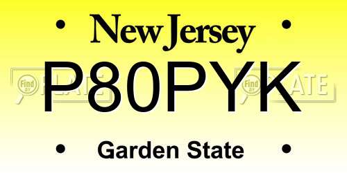 P80PYK New Jersey License Plate