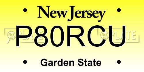 P80RCU New Jersey License Plate
