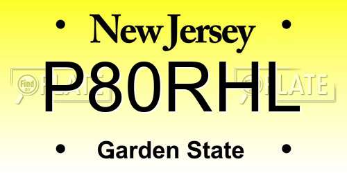 P80RHL New Jersey License Plate