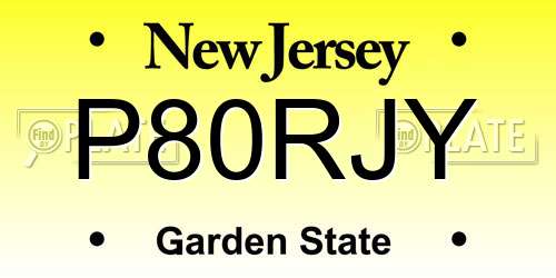 P80RJY New Jersey License Plate