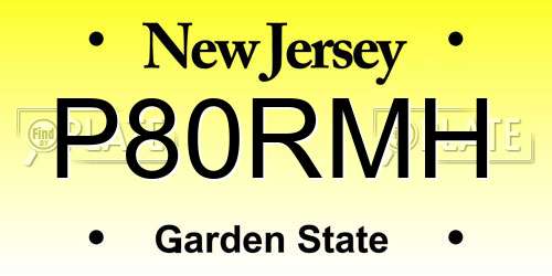 P80RMH New Jersey License Plate