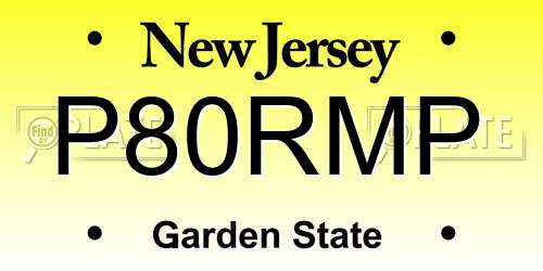 P80RMP New Jersey License Plate