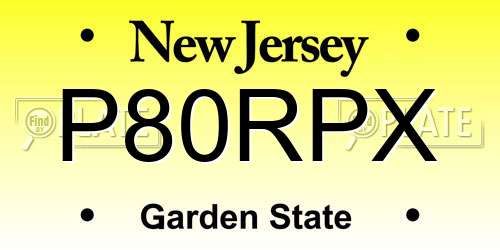 P80RPX New Jersey License Plate