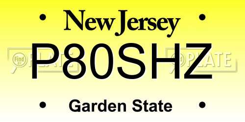 P80SHZ New Jersey License Plate