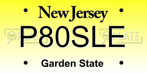P80SLE New Jersey License Plate