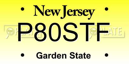 P80STF New Jersey License Plate