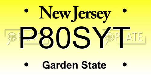 P80SYT New Jersey License Plate