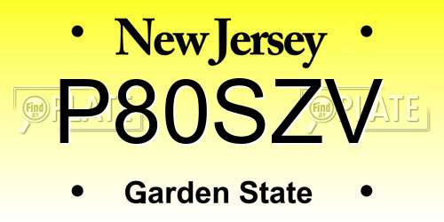 P80SZV New Jersey License Plate