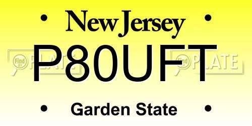 P80UFT New Jersey License Plate