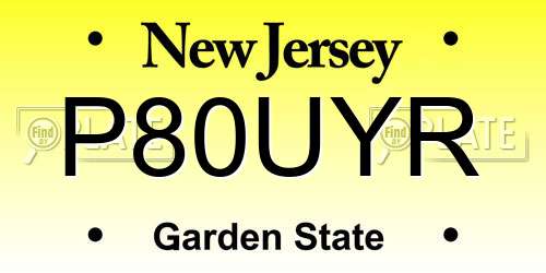 P80UYR New Jersey License Plate