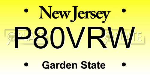 P80VRW New Jersey License Plate