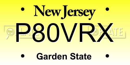 P80VRX New Jersey License Plate