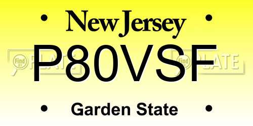 P80VSF New Jersey License Plate