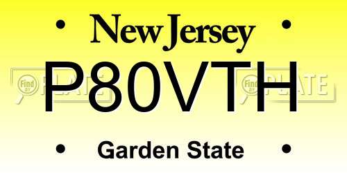 P80VTH New Jersey License Plate