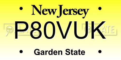 P80VUK New Jersey License Plate