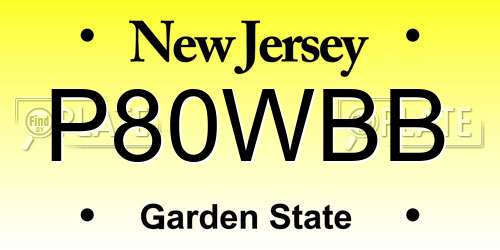 P80WBB New Jersey License Plate