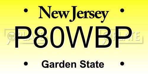 P80WBP New Jersey License Plate