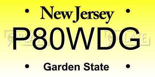 P80WDG New Jersey License Plate