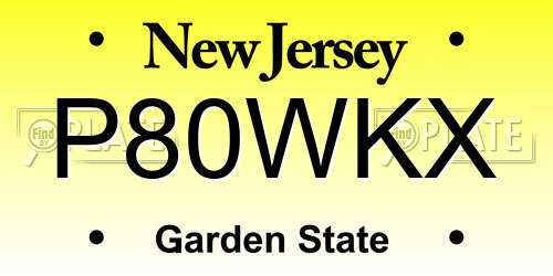 P80WKX New Jersey License Plate